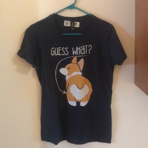 Guess what corgi butt navy blue T-shirt